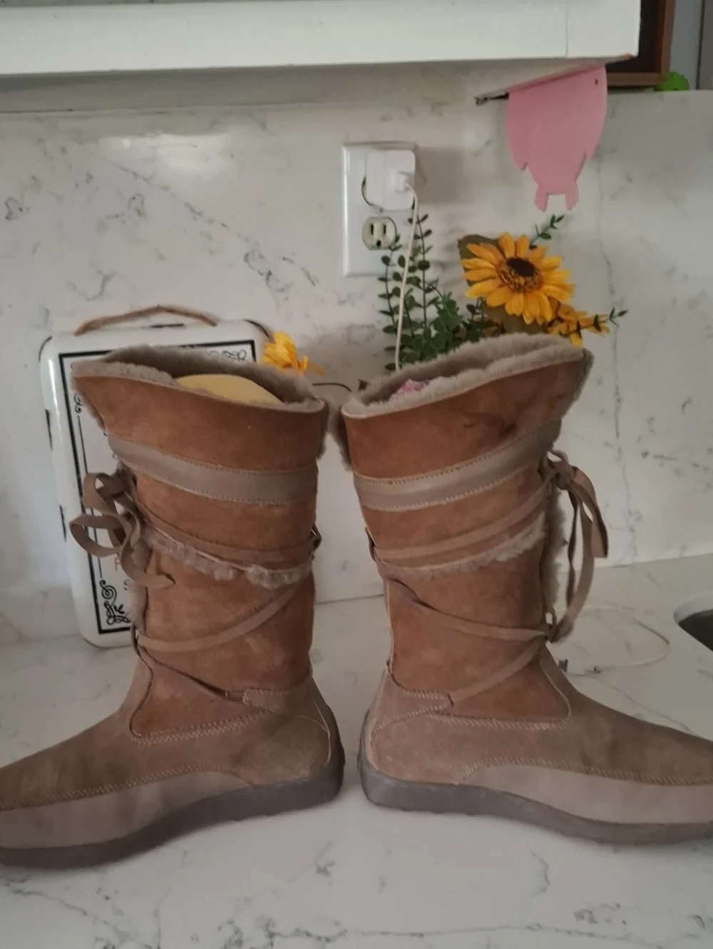 Tecnica Suede Mid-Calf Winter Boots with Shearling Trim